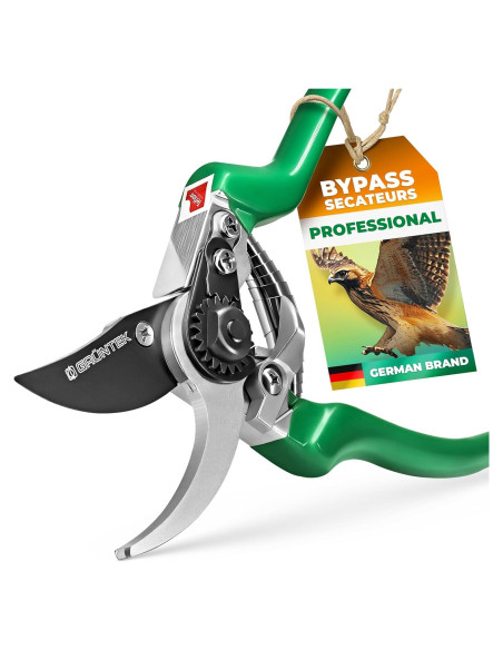 Tijeras de podar bypass GRÜNTEK - Hoja acero SK5 48mm
