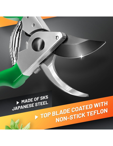 Tijeras de podar bypass GRÜNTEK - Hoja acero SK5 48mm