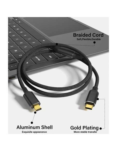 Cable Micro HDMI a USB C 4K KOMGILK 1.83m Alta Velocidad