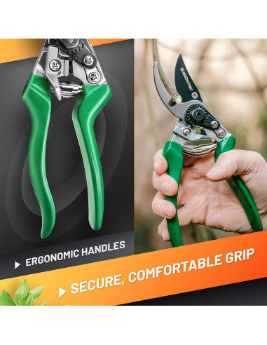 Tijeras de podar bypass GRÜNTEK - Hoja acero SK5 48mm