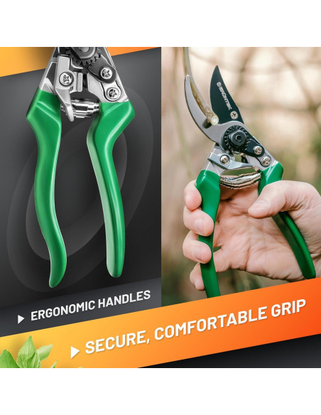 Tijeras de podar bypass GRÜNTEK - Hoja acero SK5 48mm