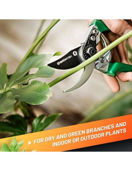 Tijeras de podar bypass GRÜNTEK - Hoja acero SK5 48mm