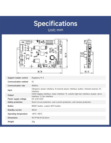 Placa de Expansión Yahboom para Raspberry Pi 5 - Controlador 4WD