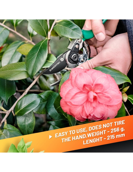 Tijeras de podar bypass GRÜNTEK - Hoja acero SK5 48mm