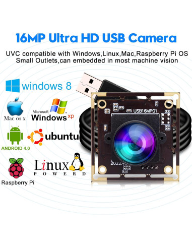 Cámara Fisheye USB 16MP IEights IMX298 Ángulo Amplio