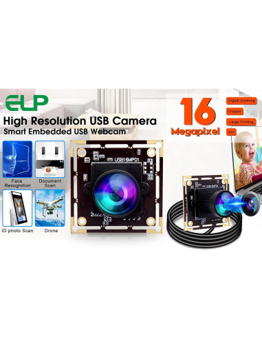 Cámara Fisheye USB 16MP IEights IMX298 Ángulo Amplio