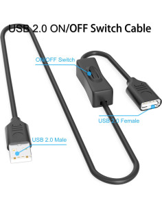 Cable USB On/Off IIISOGNO 1m 2-Pack Carga 2A 480Mbps 2