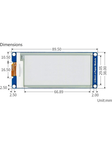 Módulo Pantalla E-Ink 2.9" Waveshare 296x128 SPI