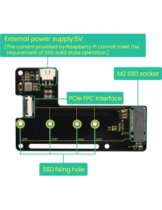 Placa Periférica PCIe M.2 HAT KEYESTUDIO para Raspberry Pi 5 2