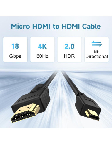 Cable Micro HDMI a HDMI 4K 1.01m Toxaoii Compatible GoPro