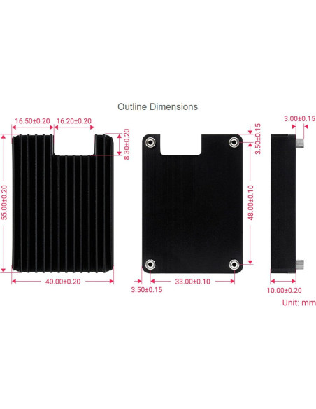 Disipador de Aluminio Waveshare para Raspberry Pi CM4