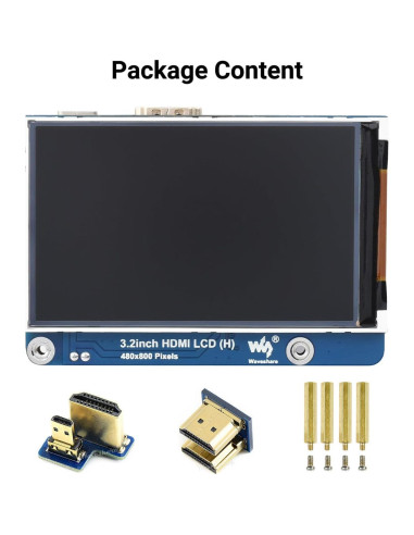 Pantalla LCD HDMI 3.2" Waveshare 480x800 para Raspberry Pi