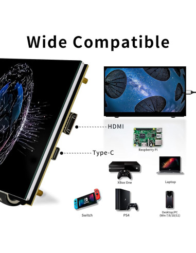 Monitor LCD 7" HAMTYSAN 800x480 HDMI con altavoces