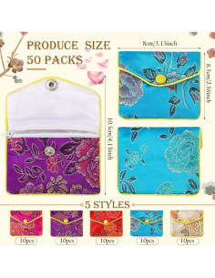 50 Bolsas de Regalo de Seda para Joyería Zhengmy 6.5x8 cm 2