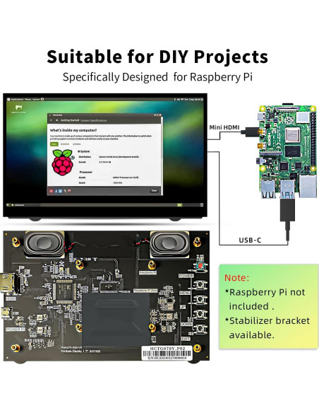 Monitor LCD 7" HAMTYSAN 800x480 HDMI con altavoces