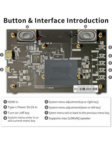 Monitor LCD 7" HAMTYSAN 800x480 HDMI con altavoces