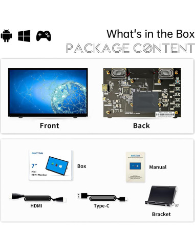 Monitor LCD 7" HAMTYSAN 800x480 HDMI con altavoces