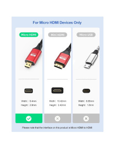 Cable Micro HDMI a HDMI ApoJodly 4.57m 4K 60Hz Nylon 2