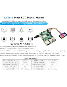 Pantalla Táctil LCD 1.47" UeeKKoo 172x320 SPI I2C 2