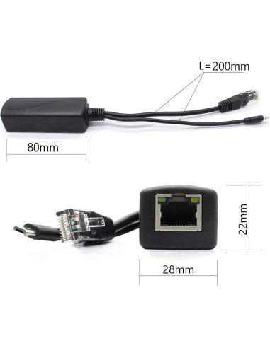 Adaptador PoE Splitter ANVISION 5V 2.4A Micro USB para Cámara IP