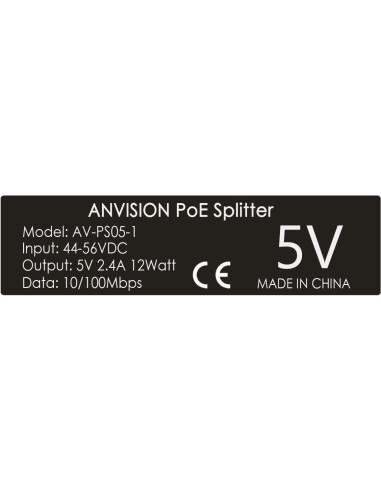 Adaptador PoE Splitter ANVISION 5V 2.4A Micro USB para Cámara IP