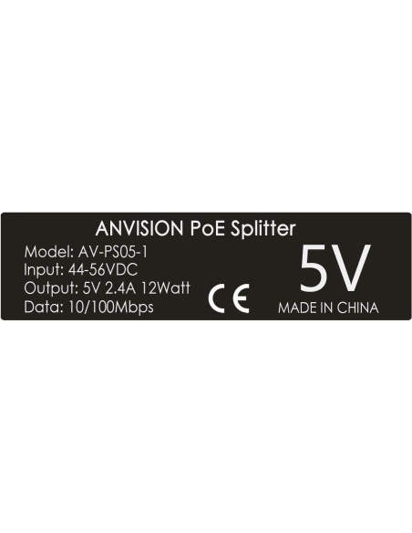 Adaptador PoE Splitter ANVISION 5V 2.4A Micro USB para Cámara IP