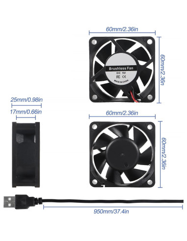 Paquete de 4 Ventiladores USB UMLIFE 60mm Silenciosos 5V