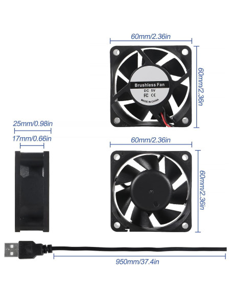 Paquete de 4 Ventiladores USB UMLIFE 60mm Silenciosos 5V