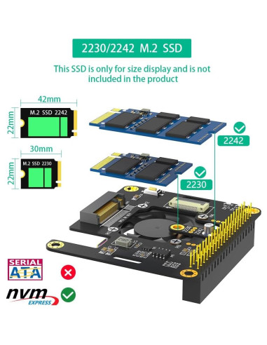 Adaptador PCIe 3 en 1 Sintech M.2 NVMe para Raspberry Pi 5