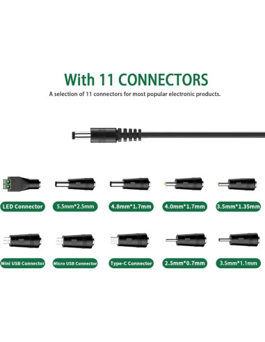 Adaptador de corriente 5V 1A con 10 puntas - Cargador universal