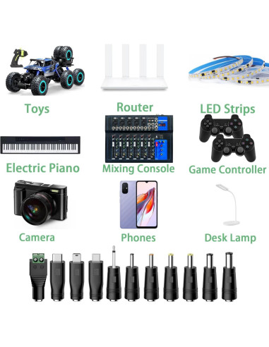 Adaptador de corriente 5V 1A con 10 puntas - Cargador universal