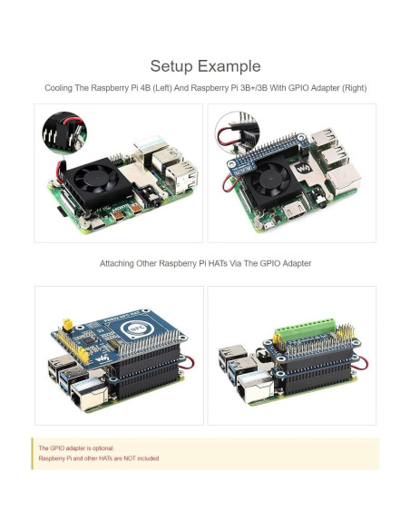 Ventilador de Enfriamiento para CPU Waveshare Raspberry Pi 4B/3B+