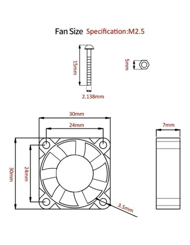 Ventilador de enfriamiento Aokin para Raspberry Pi 30x30mm