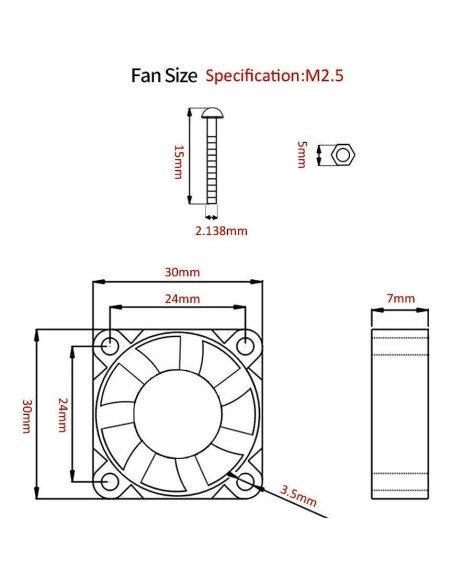 Ventilador de enfriamiento Aokin para Raspberry Pi 30x30mm