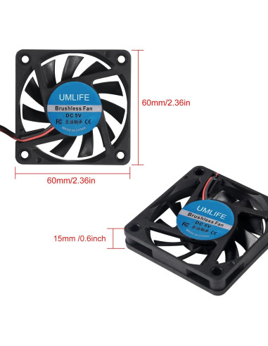 4 Ventiladores USB 60mm UMLIFE 6015 5V para PC y Raspberry Pi