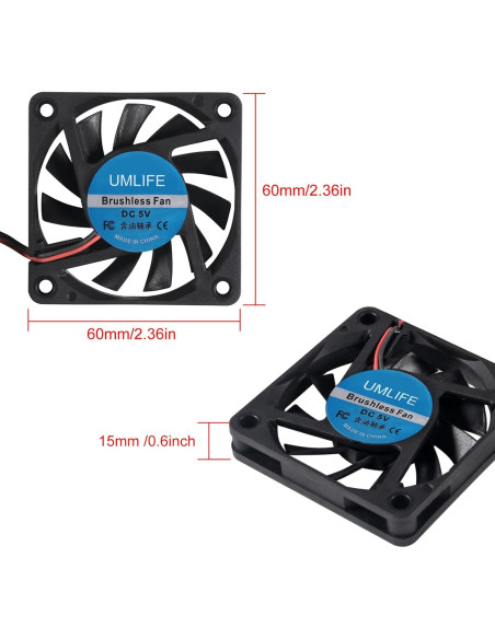 4 Ventiladores USB 60mm UMLIFE 6015 5V para PC y Raspberry Pi
