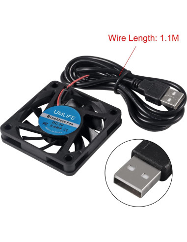 4 Ventiladores USB 60mm UMLIFE 6015 5V para PC y Raspberry Pi