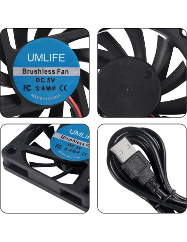 4 Ventiladores USB 60mm UMLIFE 6015 5V para PC y Raspberry Pi