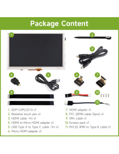 Pantalla Táctil 5" Waveshare 800cd/m IPS para Raspberry Pi 2