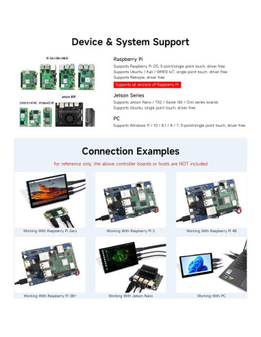 Pantalla Táctil 5" Waveshare 800cd/m IPS para Raspberry Pi