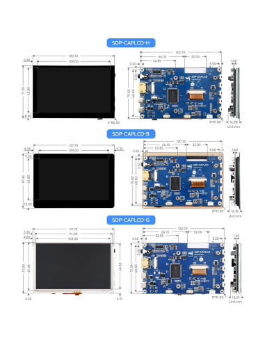 Pantalla Táctil 5" Waveshare 800cd/m IPS para Raspberry Pi