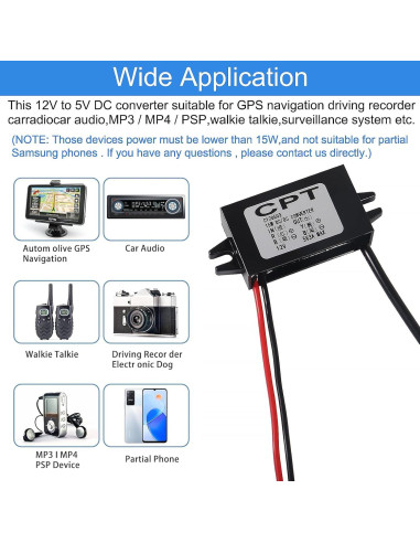 Convertidor Buck DC 12V/24V a 5V 3A 15W JUZITAO - 2PCS