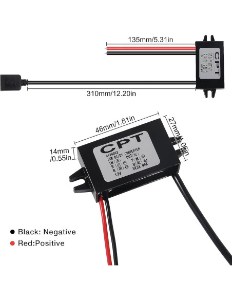 Convertidor Buck DC 12V/24V a 5V 3A 15W JUZITAO - 2PCS