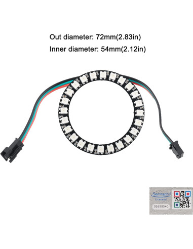 2 Piezas Anillo LED RGB 24 Leds WS2812B DIYmall 5V