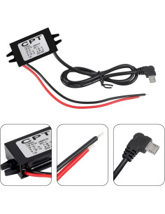Convertidor 12V a 5V Micro USB AOICRIE 3A 15W a Prueba de Agua 2