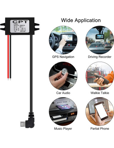 Convertidor 12V a 5V Micro USB AOICRIE 3A 15W a Prueba de Agua