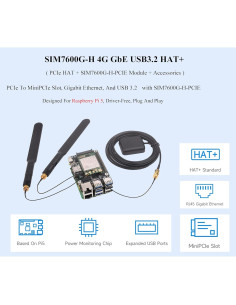 Adaptador PCIe a MiniPCIe USB 3.2 y Ethernet Gigabit para Raspberry Pi 5 2
