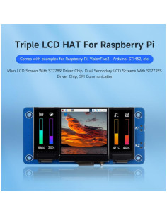 Triple LCD HAT Waveshare para Raspberry Pi 1.3" y 0.96" 2