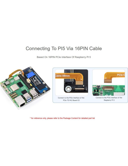 Adaptador PCIe a M.2 NVMe Waveshare para Raspberry Pi 5