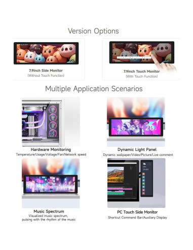 Pantalla IPS 7.9" Waveshare 400x1280 HDMI con Altavoz Hi-Fi
